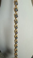 Mystic Rainbow Crystal Bracelet – Gold Tone Leaf Link Statement Bracelet 7097