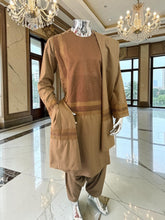 Small Premium Brown Machine Embroidered Parahan Tunban Set with Matching Chadder
