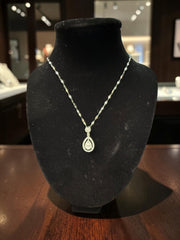 Elegant Teardrop Moissanite Pendant Necklace – Silver Tone 061