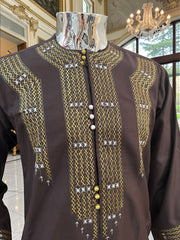 Hand Embroidered Afghan Parahan Tunban – Brown, Small to Extra Small