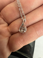 1 Carat Round Moissanite Teardrop Pendant Necklace – Silver Tone Halo Necklace with GRA Certificate & Jewelry Box 7064