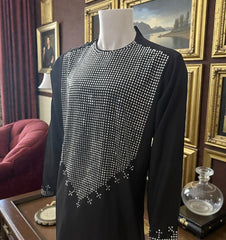Small Black Afghan Kameez 2-Piece Set with Silver Shesha Mirror Work