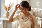 Pakistani Indian Kundan Bridal Jewelry Set – Gold Tone Crystal Statement Necklace, Earrings & Maang Tikka | Wedding & Party Jewelry 022