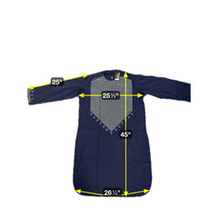 X-Large Navy Blue Afghan Parahan Tunban 3-Piece Set with Shesha Work