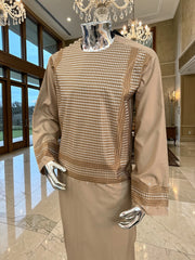 XL Beige Embroidered Afghan Parahan Tumban – Cotton-Blend Traditional Men’s Outfit | Luqmaan Boutique
