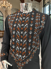 Small Black Afghan Parahan Tunban with Mirror Work – Premium Embroidered Men’s Traditional Outfit with Chadder/patto