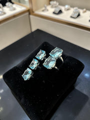 Elegant Emerald Cut Sky Blue Zircon Cocktail Ring for Women – Silver Plated Statement Engagement & Wedding Ring S6