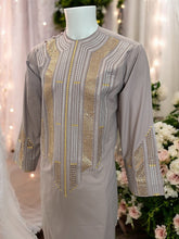 Afghan Parahan Tunban for Men Pale Rose Silver and Gold Shesha Mirror Work Machine Embroidered Small