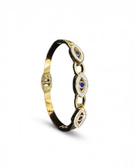 Gold-Tone Stainless Steel Evil Eye Bangle for Women 8024