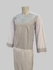 Large White Afghan Parahan Tumban with Machine Embroidered Black Stitch Pattern – Men’s Traditional Wear