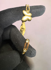 Gold-Tone White Butterfly Stretch-Open Bangle Bracelet 8059
