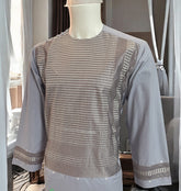 Men’s Grayish Lilac Parahan Tumban with Matching Embroidery – Afghan Traditional Outfit (Small)