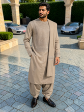 XX-Large Men’s Taupe Beige Embroidered 3-Piece Parahan Tunban with Matching Tunban & Shawl | Afghan Traditional Outfit 7219