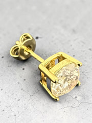 1 CT Cushion-Cut Moissanite Stud Earrings, D Color VVS1 Diamond Alternative, Gold or Silver-Plated Bridal Jewelry Gift