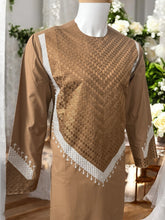 Men’s Tan Parahan Tumban with White Embroidery Medium