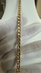 Champagne Crystal Tennis Bracelet – Gold Tone Round Cut Elegant Women’s Bracelet 7110