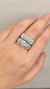 Luxury Moissanite Bridal Ring Set with Baguette Accents Silver Plated, Size 8.5 6013