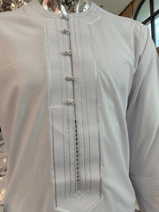 Men’s White Embroidered Afghan Parahan Tunban Set | Small–X-Large