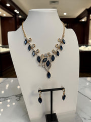 Women’s Crystal Leaf Necklace & Earrings Set – 4 Colors