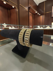 Zareen Pearl & Kundan Statement Bangles – Gold-Tone Bridal Bangle Set of 2 | 2 Sizes