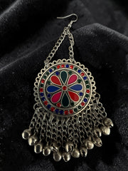 Traditional 4-Piece Afghan Tribal Jewelry Set – Vintage Silver-Tone Choker Necklace with Matching Earrings & Headpiece | Kuchi Boho Statement Jewelry for Women 013