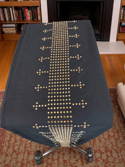 Black & Gold Chadder Shawl – Shesha Mirror Work & Geometric Detailing