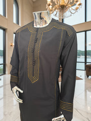 Large Afghan Parahan Tunban with Traditional Embroidery – Black