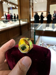 Men’s Green Zircon Statement Ring – Gold Tone Brass Cluster Design CGR