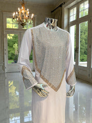 Men’s White Shesha Parahan Tunban Luxury Afghan Outfit with Matching Shawl | Luqmaan Boutique Collection Small