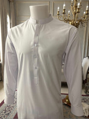 Afghan Parahan Tunban for Men – Premium Grace Fabric – White – X-Large