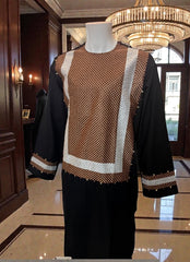 X-Large Black Afghan Parahan Tunban for Men with Machine Embroidery