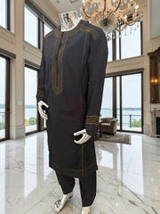 Large Afghan Parahan Tunban with Traditional Embroidery – Black