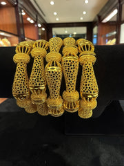 Women’s Gold-Tone Copper Openable Bangle – Dubai-Inspired Textured Bracelet 033