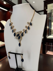 Women’s Crystal Leaf Necklace & Earrings Set – 4 Colors