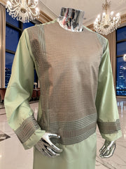 X-Large Pistachio Green Kandahari Parahan Tunban for Men | Premium Afghan Traditional Wear