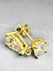 1 CT Certified Pear-Cut Moissanite Drop Earrings – D Color VVS1, Gold or Silver Plated