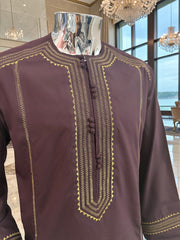 Large Afghan Parahan Tunban with Traditional Embroidery – Deep Plum
