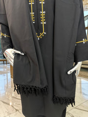Premium Black Patto / Chadder Shawl – Traditional Afghan Style Fringe Scarf Only