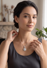 Cushion Cut Double Halo Pendant Necklace – Silver Tone Sparkling Statement Jewelry 7153