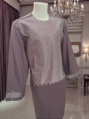 Traditional Afghan Parahan Tunban with Machine Embroidery – Plum – XL