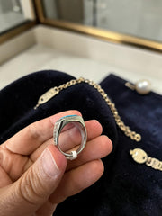 Vintage Turquoise Stone Signet Ring – Silver Tone Statement Ring