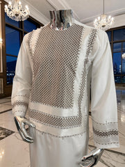 Small Off-White Kandahari Parahan Tunban for Men | Premium Afghan Traditional Wear Yakhandozi