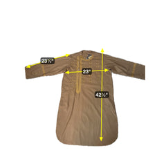 Medium Afghan Parahan Tunban Kameese Shalwar Brown Hand Embroidery