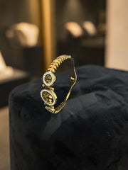 Tree of Life Gold-Tone Crystal Bracelet for Women – Hinged Statement Bangle 8022