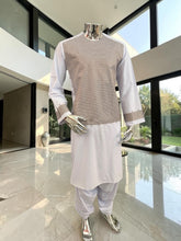 Medium White Premium Machine Embroidered Afghan Parahan Tunban Set