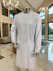 Medium White Shesha Afghan Parahan Tunban Groom Wear