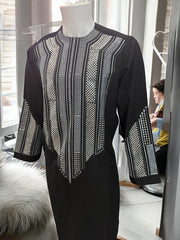 Afghan Parahan Tunban Kameese Shalwar Black Silver Shesha Embroidered Small