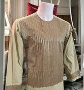 Small Men’s Light Green Parahan Tumban with Brown Embroidery – Afghan Traditional Outfit