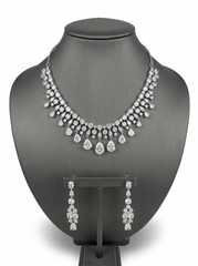 Elegant Teardrop Crystal Necklace & Earrings Set – 6 Colors