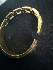 Geometric Crystal Link Stainless Steel Bangle Bracelet – Gold or Silver